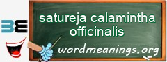 WordMeaning blackboard for satureja calamintha officinalis